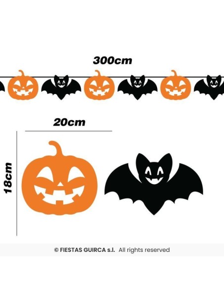 Guirnalda murcielago y   calabaza 300cm