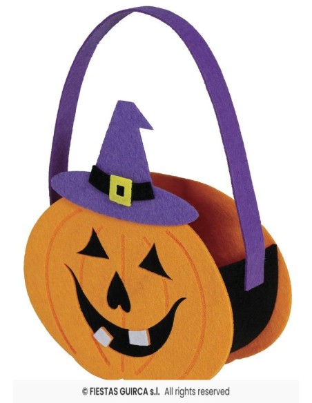 Cesto fieltro calabaza 16x18   cm