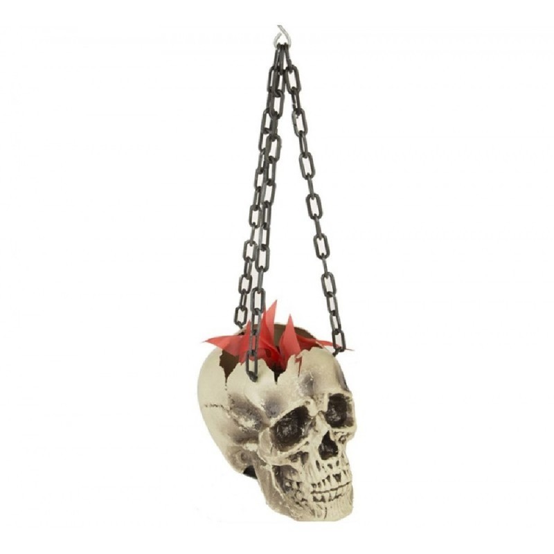 CALAVERA COLGANTE CON FUEGO 44 X 14 X 17
