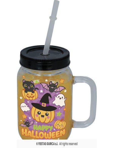 Jarra happy halloween con   pajita pvc 1