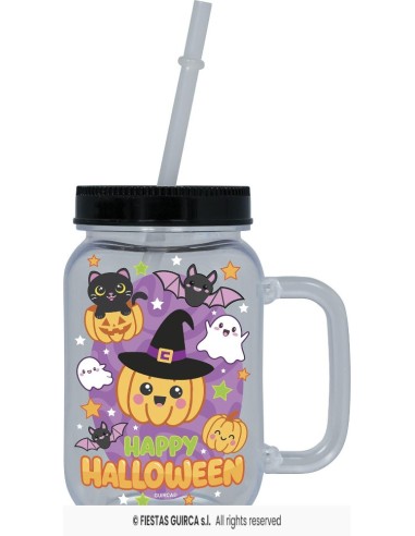 Jarra happy halloween con   pajita pvc 1