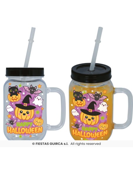 Jarra happy halloween con   pajita pvc 1