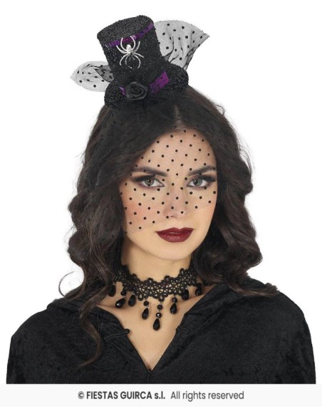 Minihat chistera con velo   negra