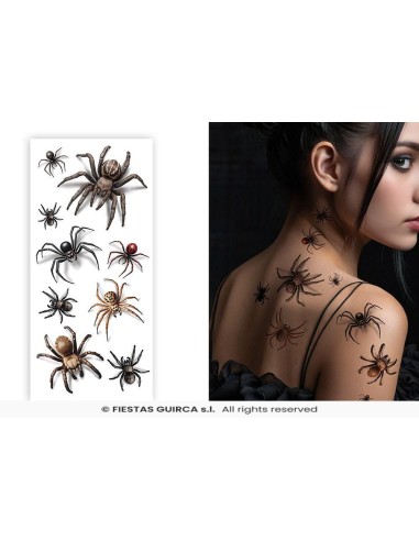 Tatuajes arañas con sombra   14x30 cm