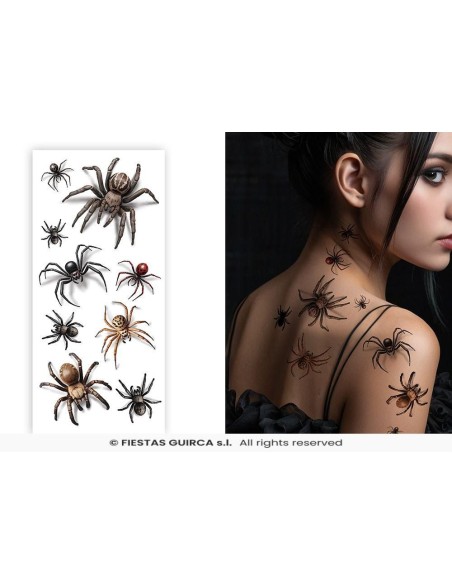 Tatuajes arañas con sombra   14x30 cm