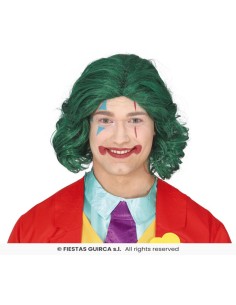 Peluca media melena verde joker