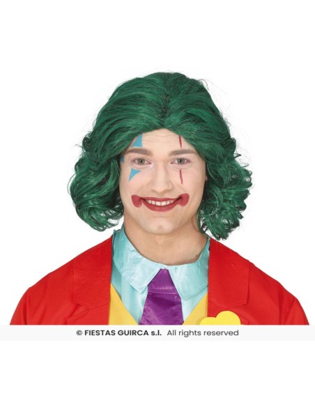 Peluca media melena verde joker
