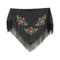 MANTON GRANDE NEGRO BORDADO ADULTO