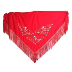 MANTON GRANDE ROJO BORDADO FLORES 2