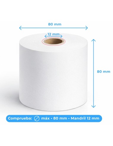 Rollos papel térmico 80x80x12 Impresora 