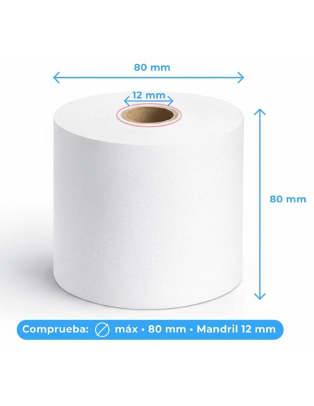 Rollos papel térmico 80x80x12 Impresora 