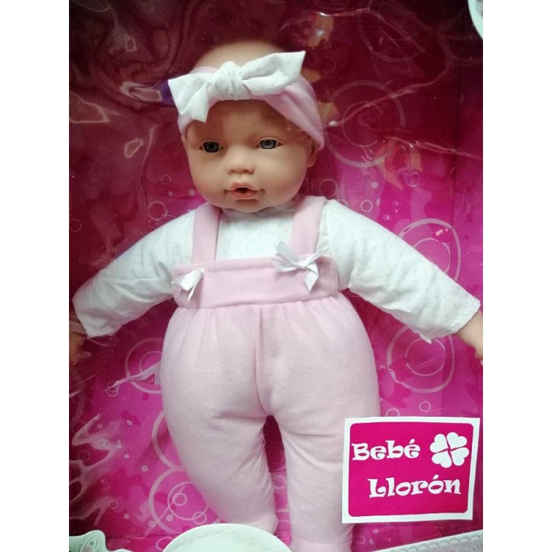 BEBE LLORON CON PETO ROSA 40CM