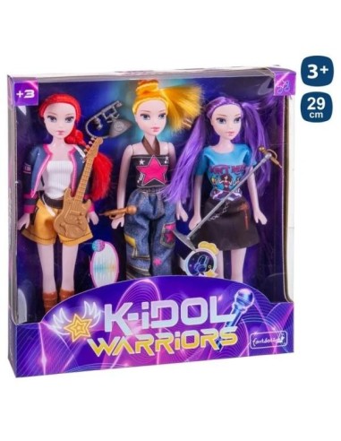 Set de 3 muñecas K-Idol Warrior 29 cm ca