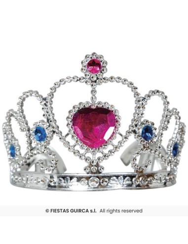 DIADEMA PLATA CON CORAZON ROSA, INFANTIL