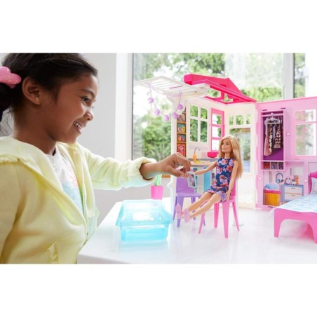 CASA DE MUÑECAS DE BARBIE C/MUEBLES Y AC
