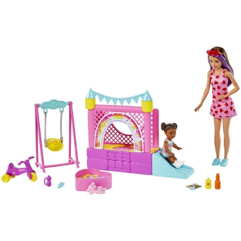BARBIE SKIPPER NIÑERA CON CASTILLO INFLA