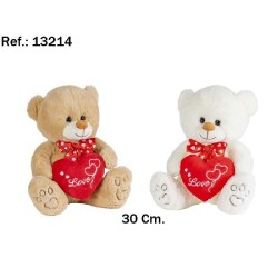 OSO PIES CORAZON LOVE 30CM. MARRON/BLANC