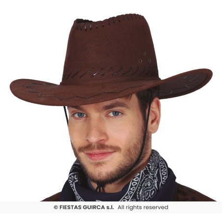 SOMBRERO VAQUERO MARRON OSCURO SIMIL-PIE