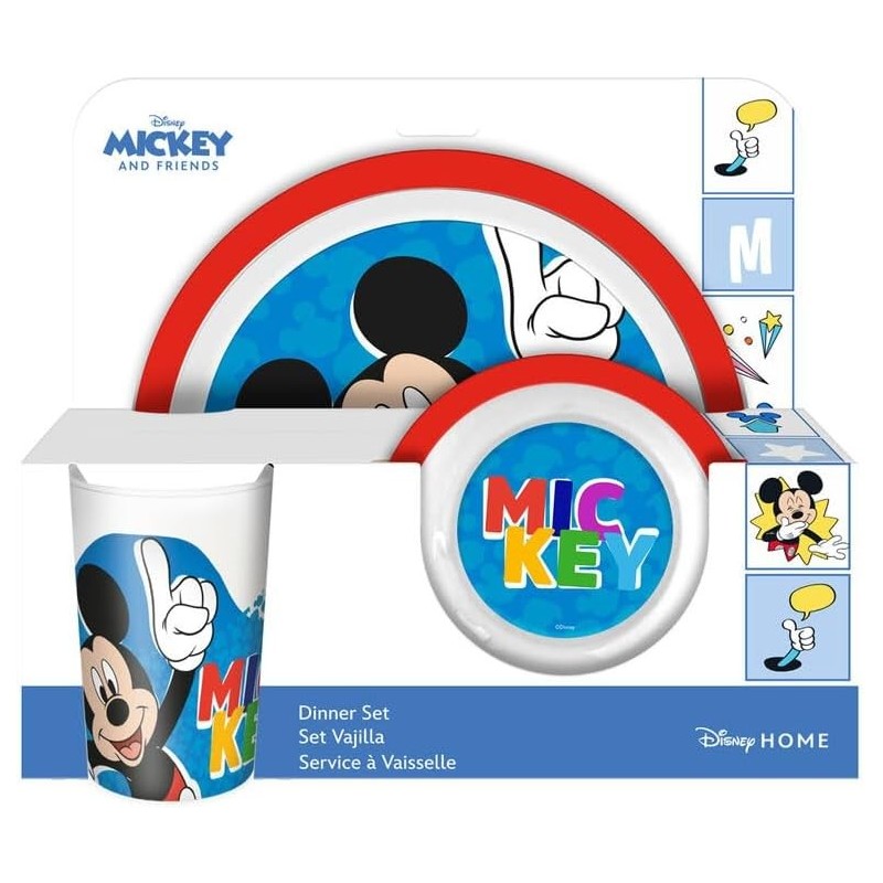 Set Plato Bowl Y Vaso Mickey