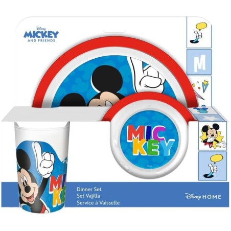 Set Plato Bowl Y Vaso Mickey