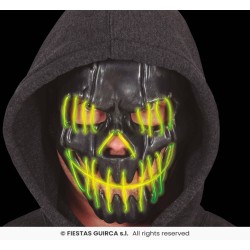 MASCARA NEGRA SONRRIENTE CON LUZ, PVC 2