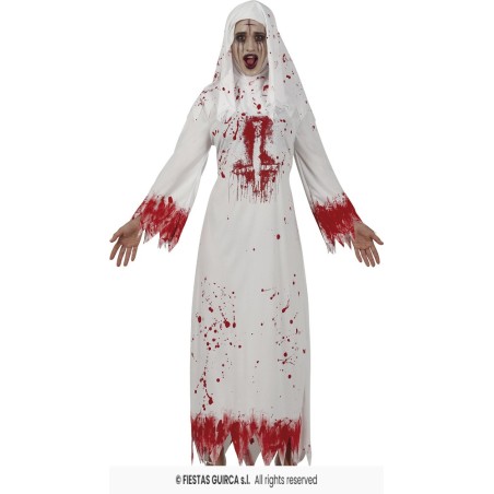 DISFRAZ MONJA BLANCA SANGRIENTA (L)