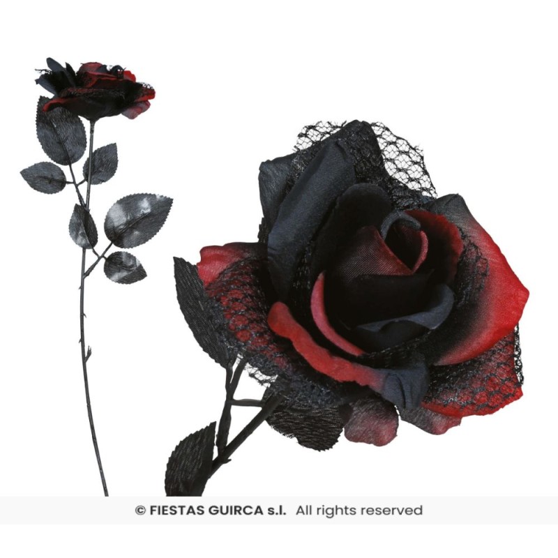 FLOR ROJA Y NEGRA, 40 CMS