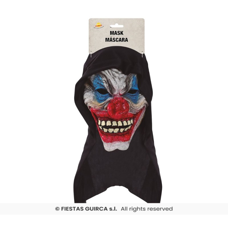 MASCARA PAYASO CON CAPUCHA NEGRA VINILO