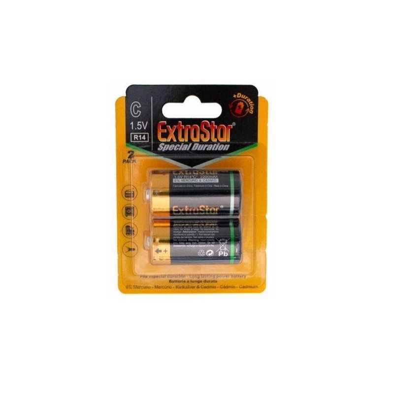 BLISTER 2 PILAS ALCALINAS R14/C - 1,5V 