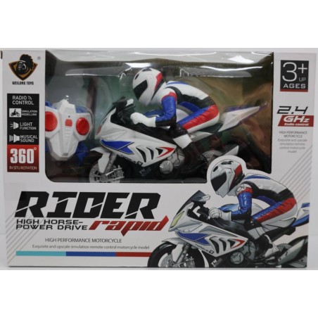 MOTO RC 360º LUZ Y SONIDO BLANCA