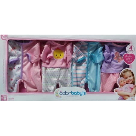 SET 4 TRAJES BEBE 41CM COLORBABY`S