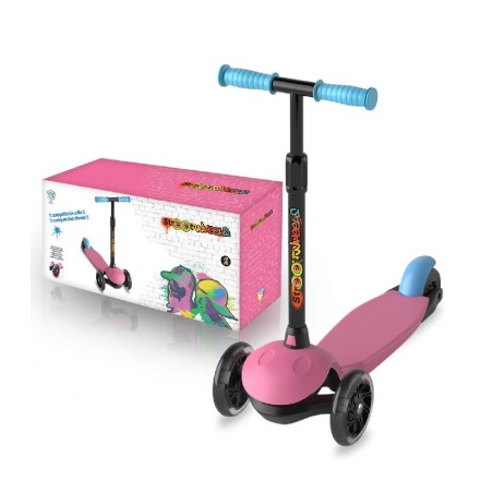 PATINETE DE 3 RUEDAS ROSA CON LUCES LED