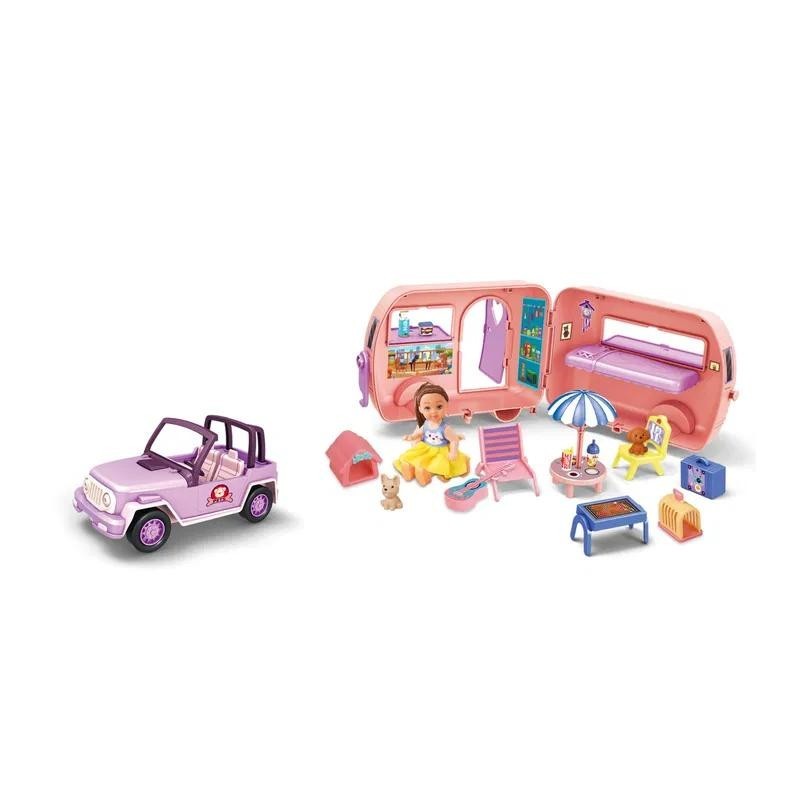 Coche Roulotte c/ Muñeca y Accesorios 
