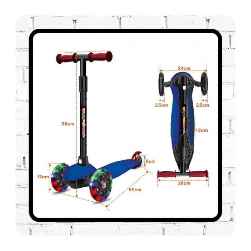 PATINETE DE 3 RUEDAS AZUL CON LUCES LED