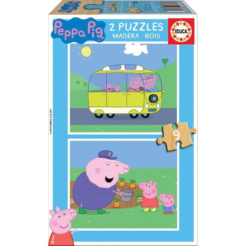PUZZLE 2X9 PIEZAS - PEPPA PIG MADERA ECO