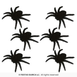 SET DE 6 ARAÑAS PELUDAS NEGRAS 6 CMS