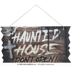 LETRERO "HAUNTED HOUSE", 35X20 CMS. MADE 2