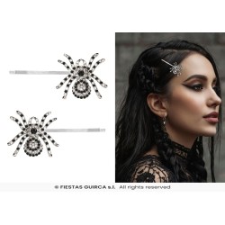 SET 2 CLIPS PELO ARAÑAS BRILLANTES PLATA