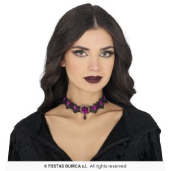 GARGANTILLA BORDADA LILA Y NEGRA 2