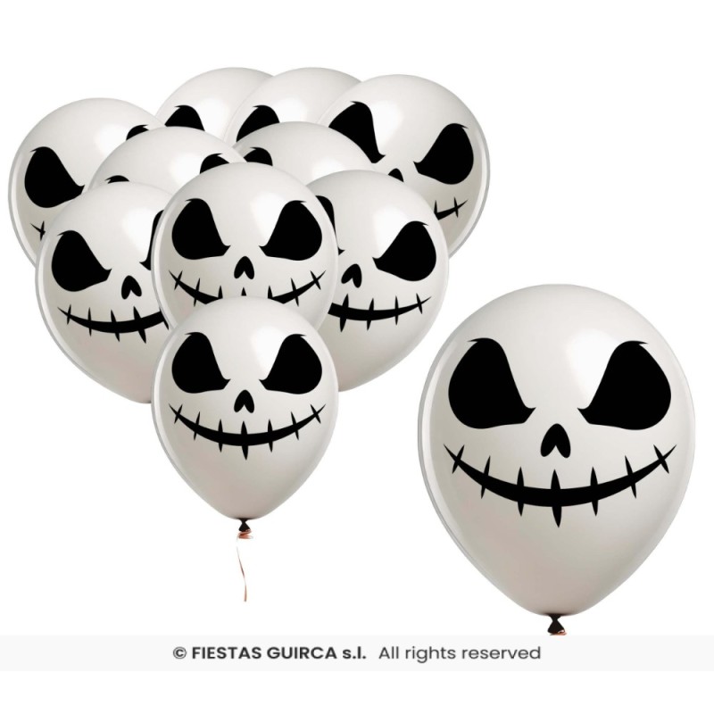 BOLSA 10 GLOBOS BLANCOS FANTASMA 30 CMS