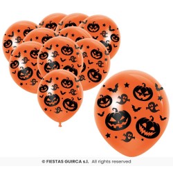 BOLSA 10 GLOBOS NARANJA CALABAZA 30 CMS