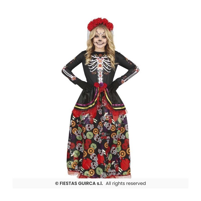 DISFRAZ CATRINA FLORES 7-9 Años