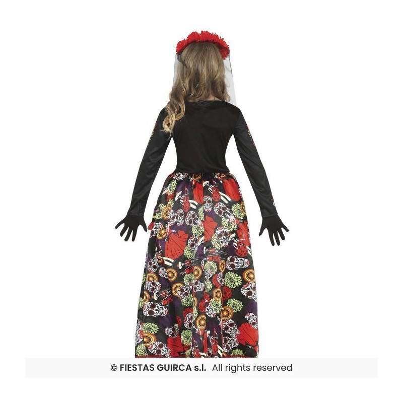 DISFRAZ CATRINA FLORES 7-9 Años