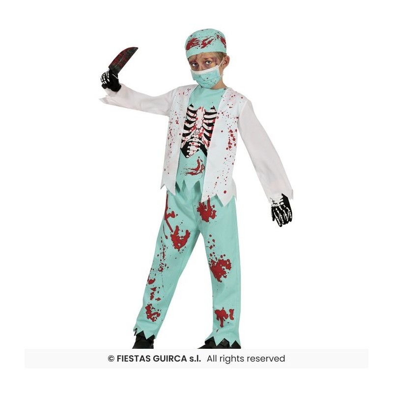 DISFRAZ ESQUELETO ZOMBIE MEDICO 3-4 Años