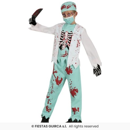 DISFRAZ ESQUELETO ZOMBIE MEDICO 3-4 Años