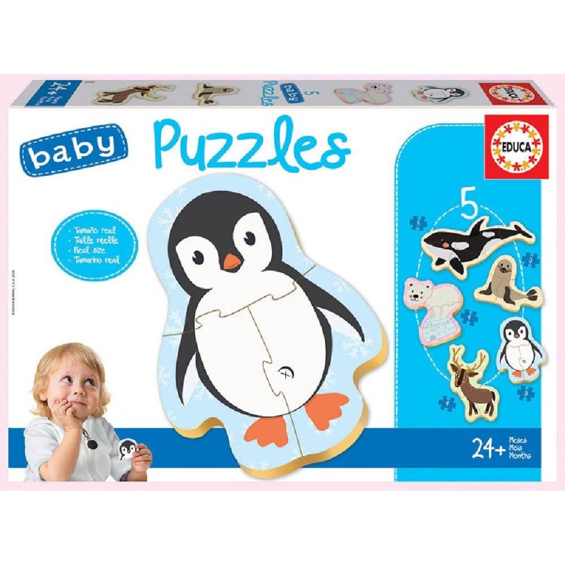 5 BABY PUZZLES ANIMALES POLO NORTE