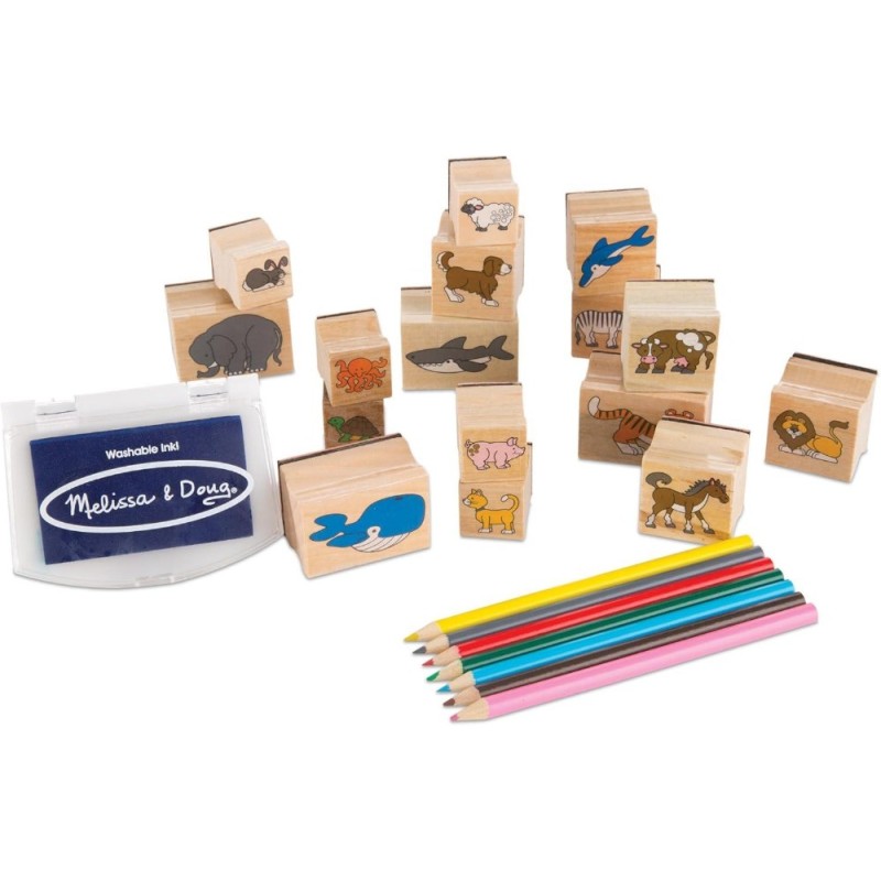 Juego de Sellos de Madera, Animales, 16 