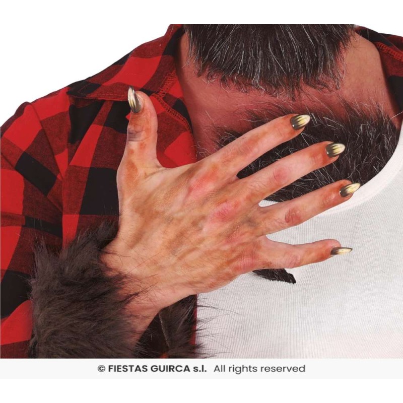 Uñas postizas Hombre Lobo con Pegamento