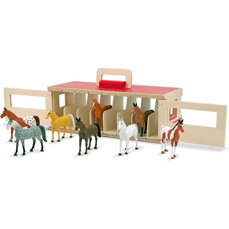Establo de Madera con Caballos de exhibi