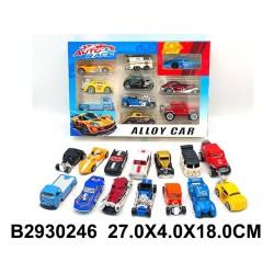 Caja 10 Coches de Metal para niños +3 añ